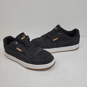 PUMA Caven 2.0 Nubuck Sneaker, Black Black-Gold Size 8 Low Top